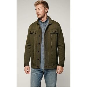 Overland Mason Cotton Cardigan Mens Size Large Olive Green Button Knit